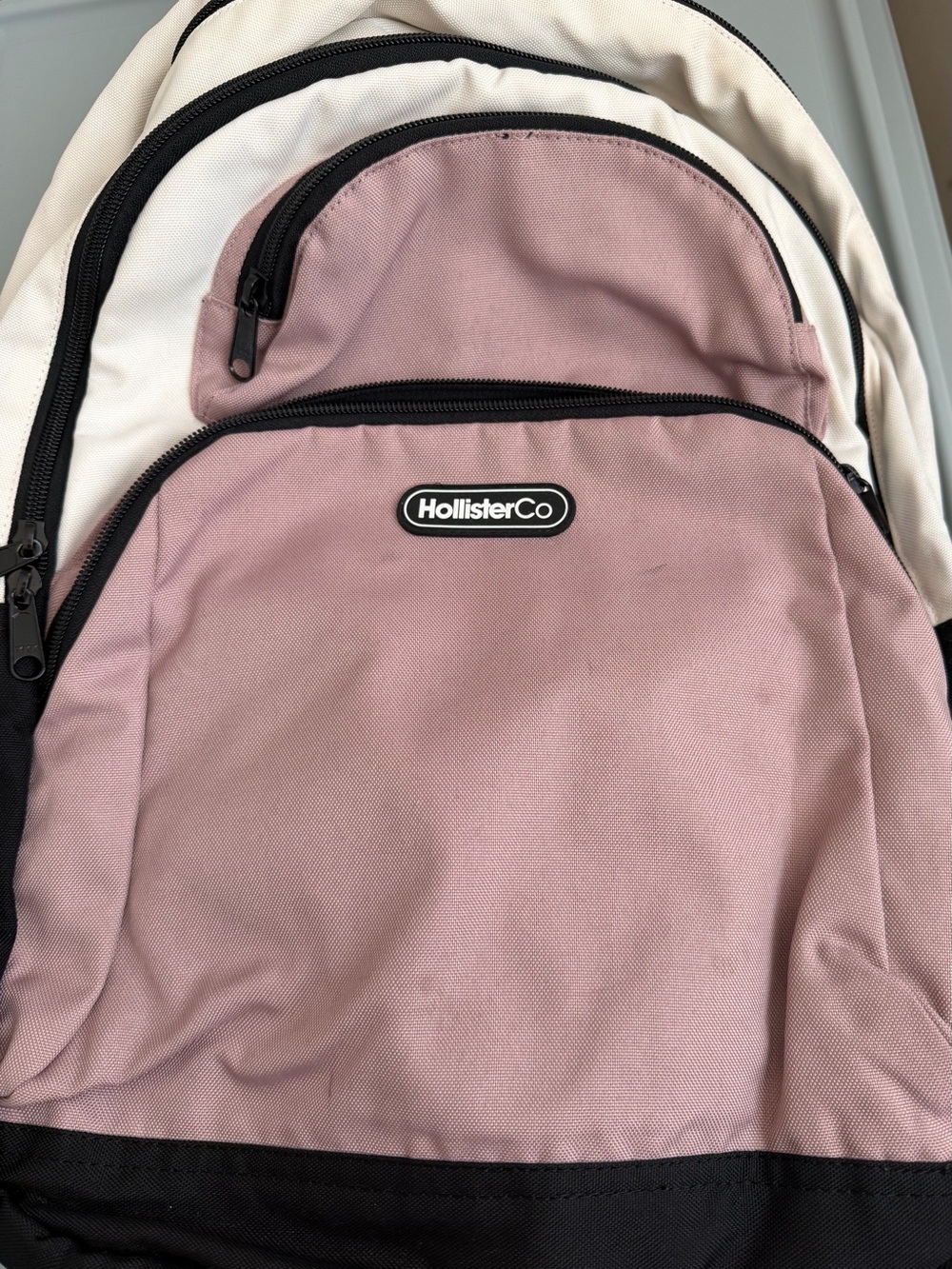 Hollister Pink, White & Black Canvas Backpack
